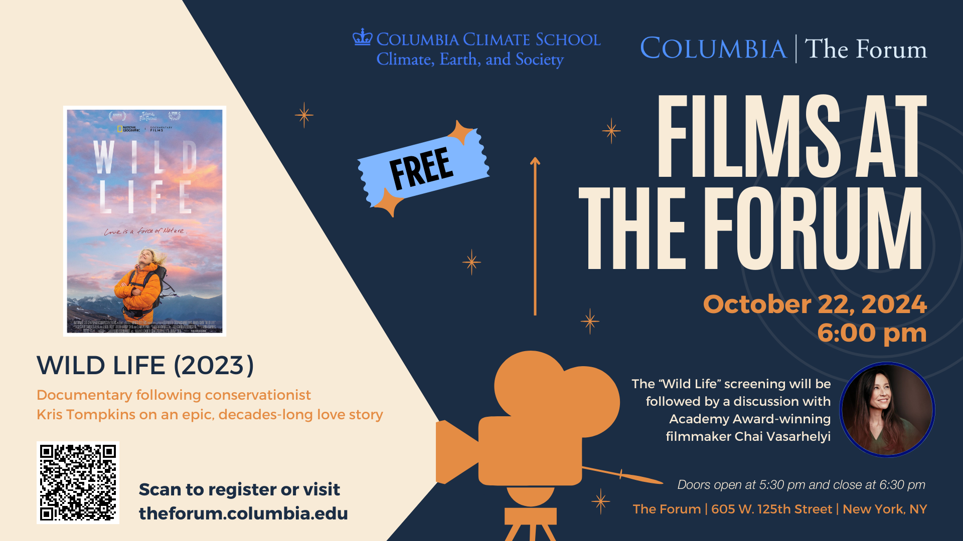 Flyer for Films at The Forum screening of Wild Life on October 22, 2024
