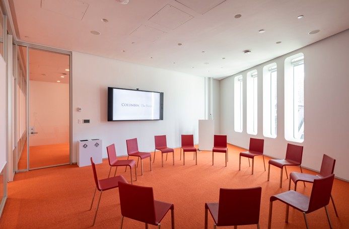 Meeting room with chairs setup in circle