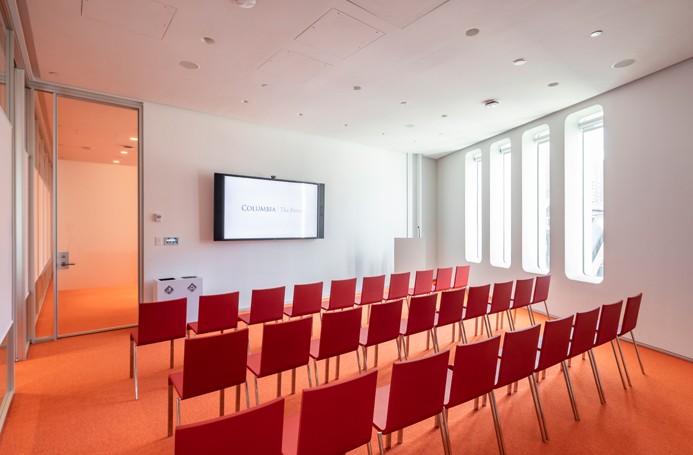 Meeting room with chairs setup in theater style 