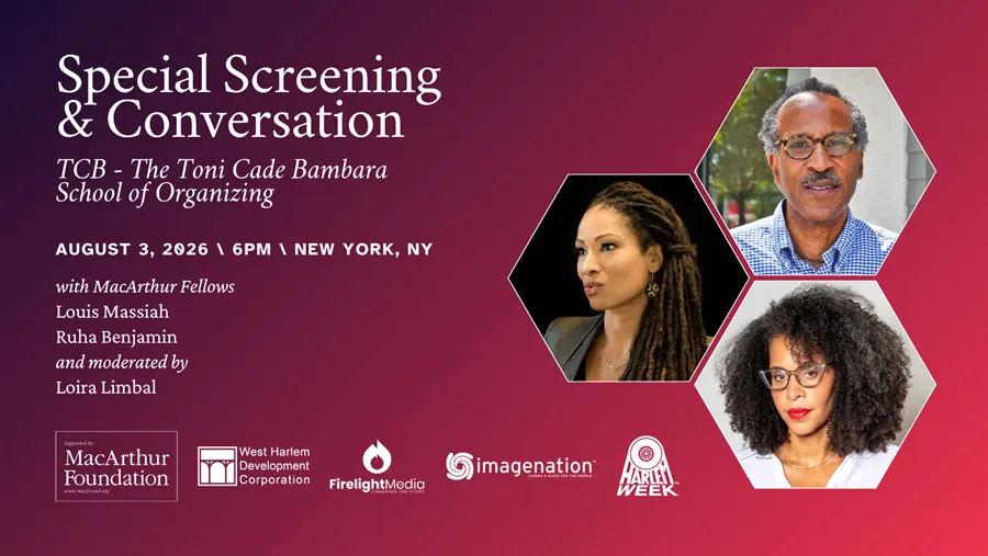 Promotional image for the Harlem Week ImageNation Film Festival screening of TCB: The Toni Cade Bambara.
