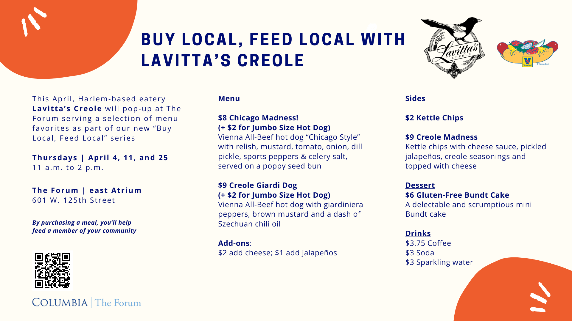 Flyer for Lavitta's Creole Pop-up at The Forum