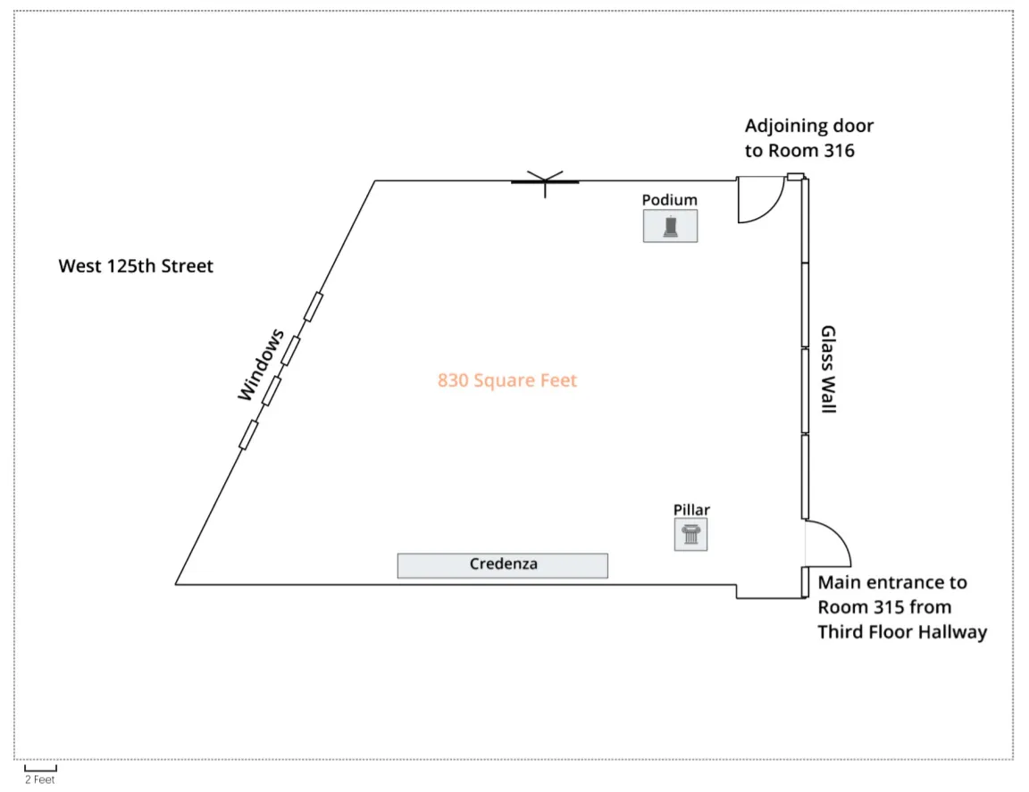 Unfurnished floor plan for The Forum's room 315