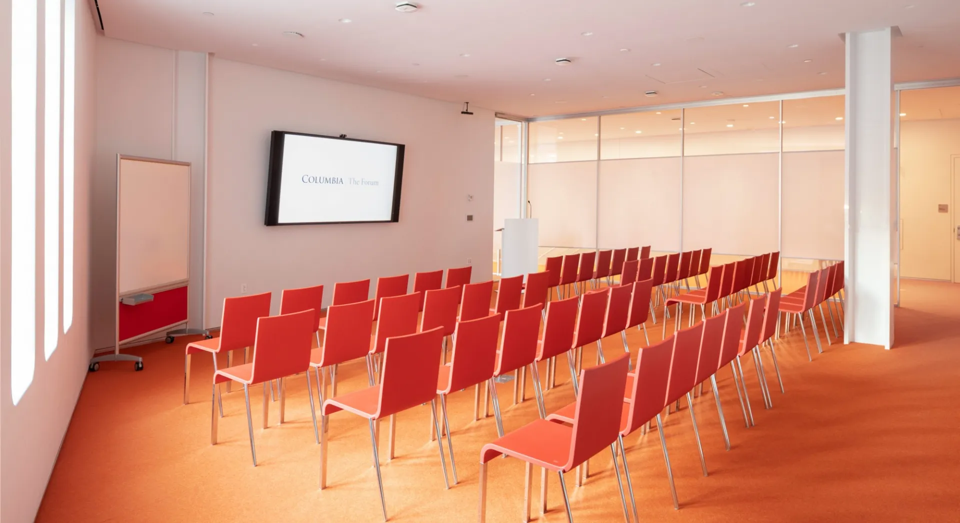 The Forum room 315 setup theatre-style with chairs in rows