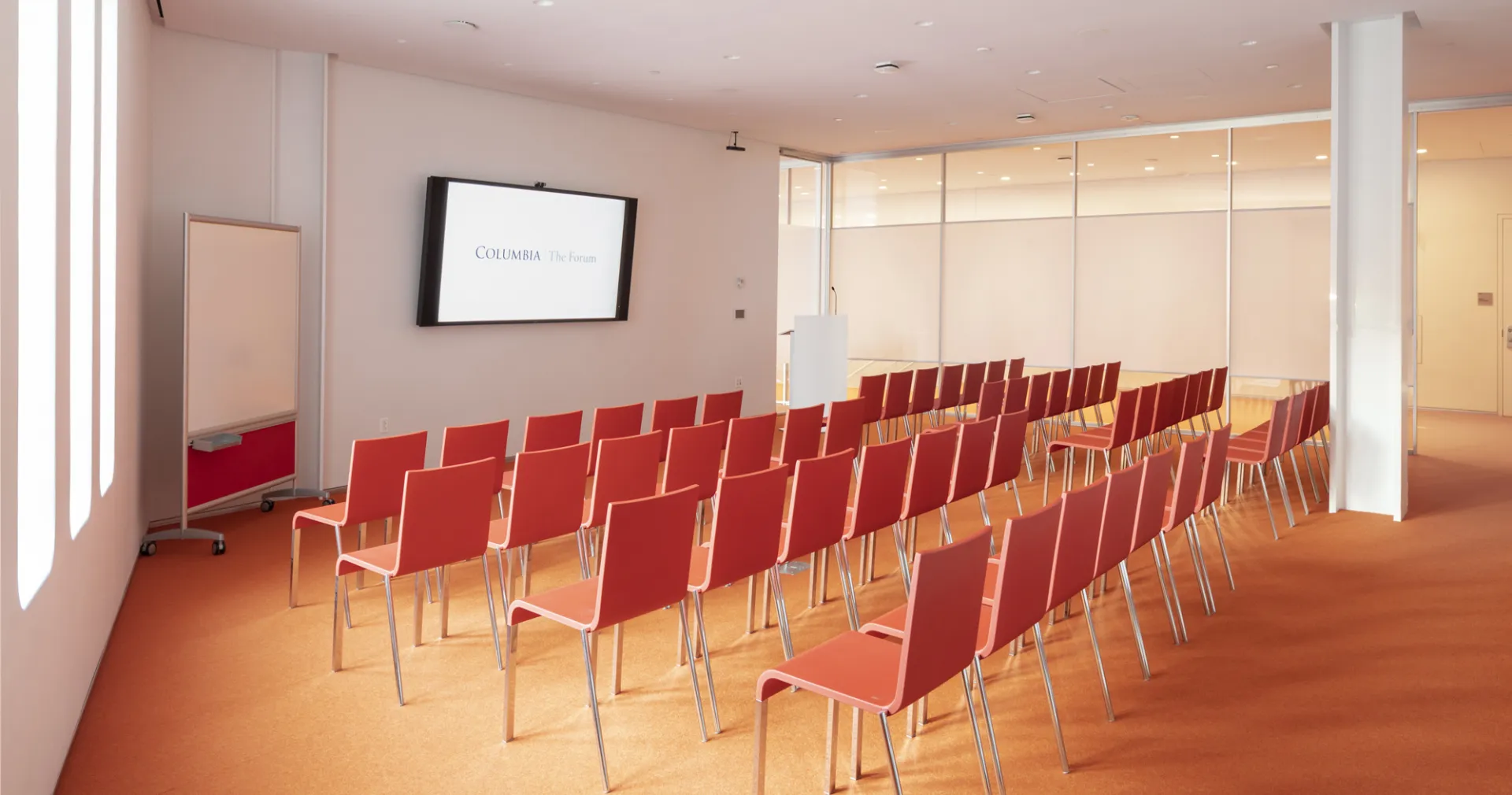 The Forum room 315 setup theatre-style with chairs in rows