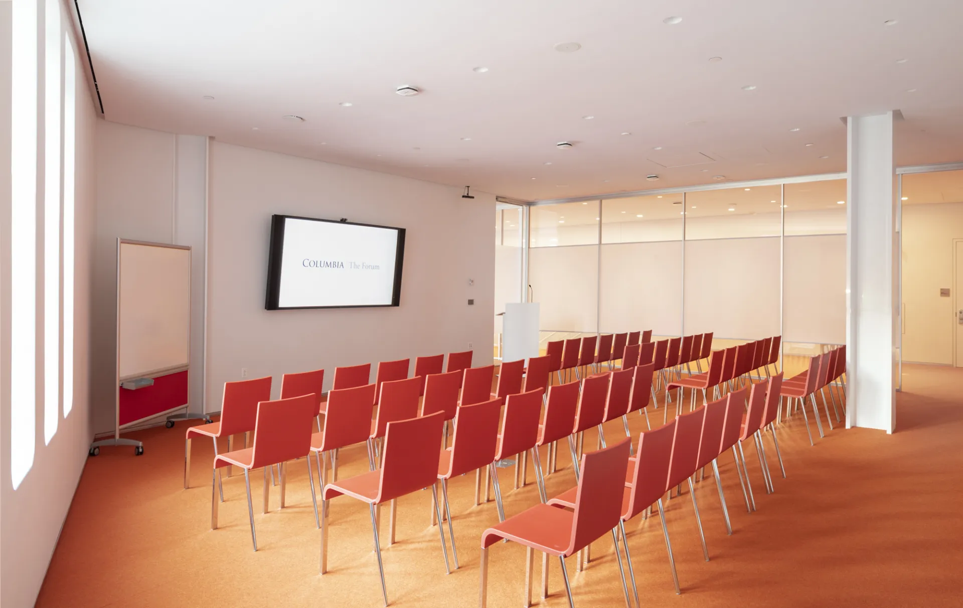 The Forum room 315 setup theatre-style with chairs in rows